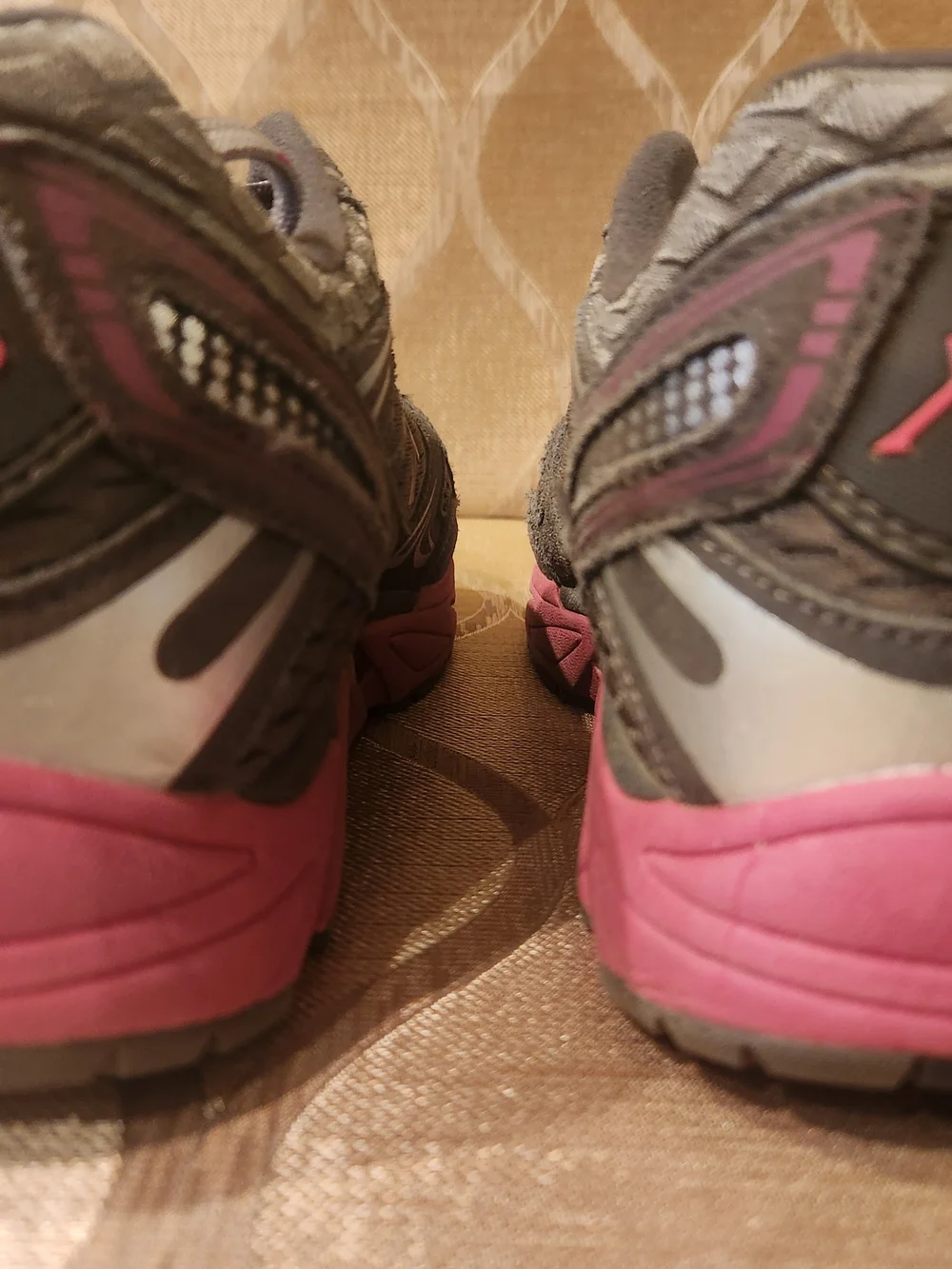 Women’s Gray Athletic Sneakers with Pink Accents — Comfort Run WIDE width